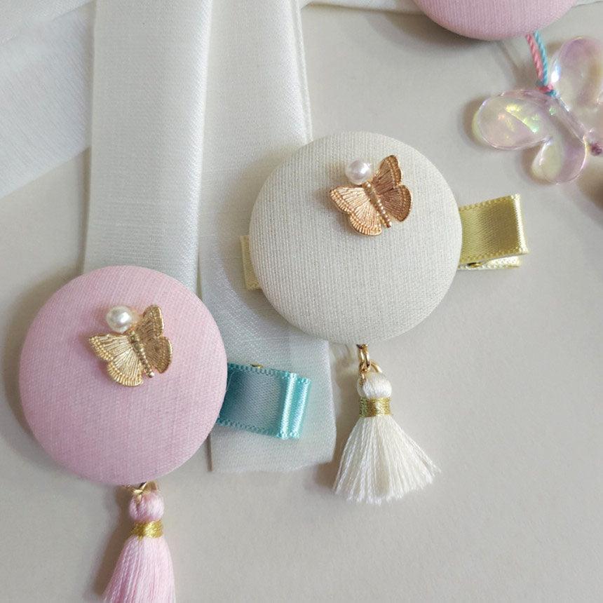 Pastel Butterfly Tassel Hairpin - Native Korean