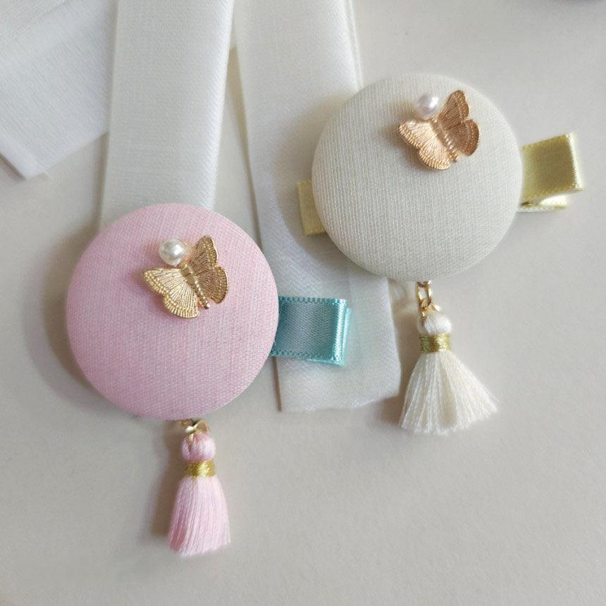 Pastel Butterfly Tassel Hairpin - Native Korean