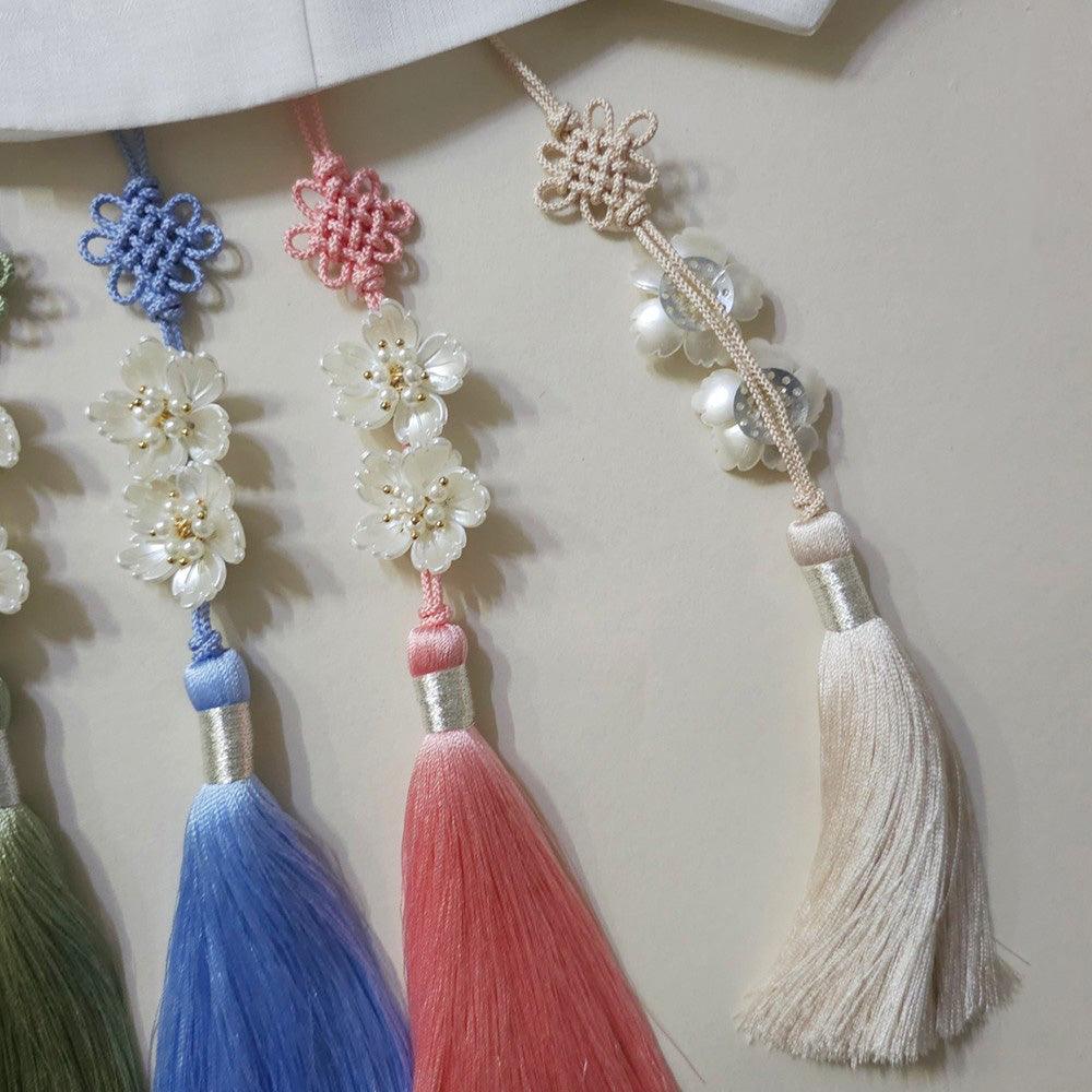Pastel Luxe Pearl Floral Tassel Norigae - Native Korean