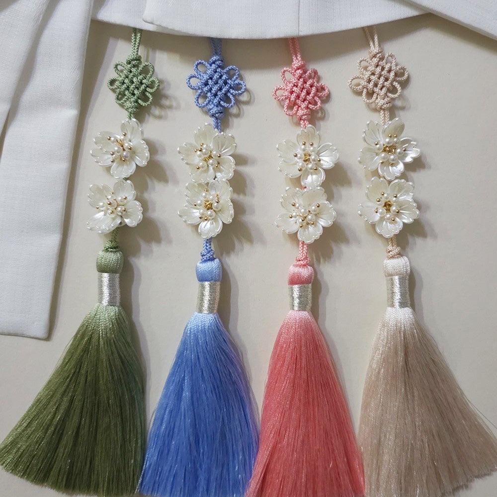 Pastel Luxe Pearl Floral Tassel Norigae - Native Korean