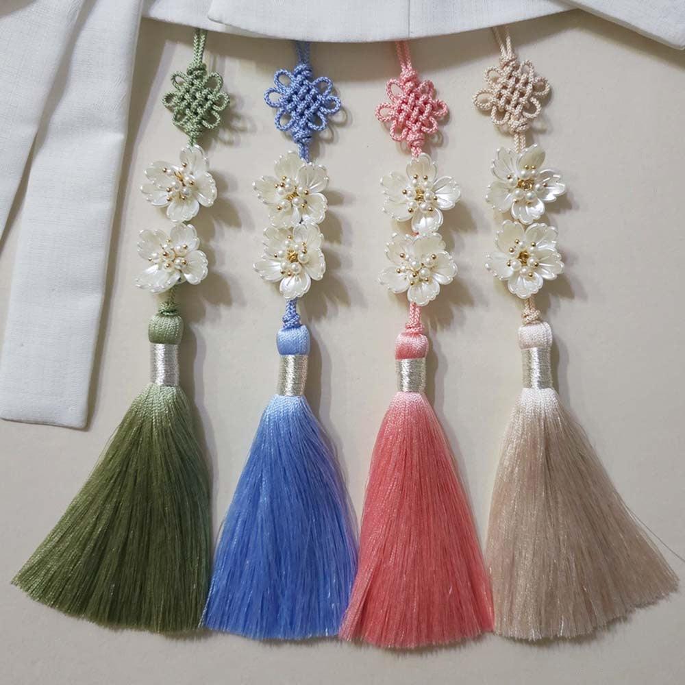 Pastel Luxe Pearl Floral Tassel Norigae - Native Korean