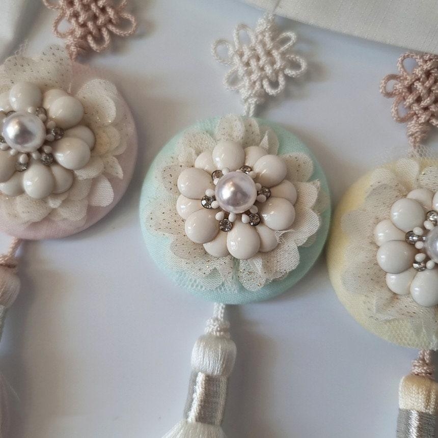 Pearl Daisy Tassel Norigae - Native Korean