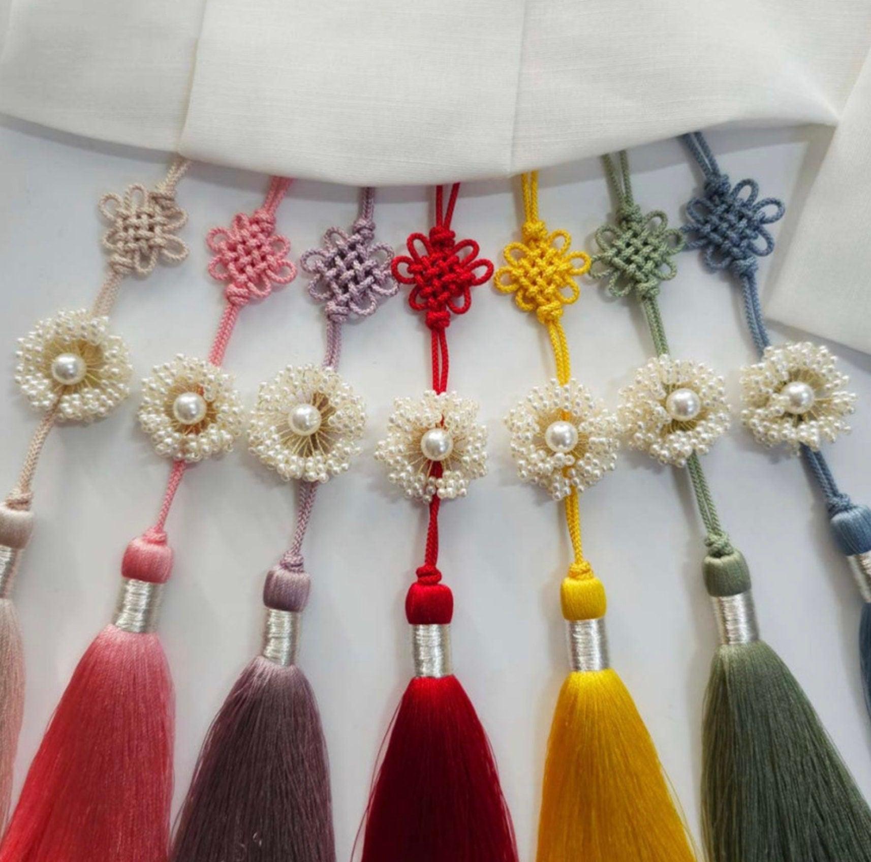 Pearl Floral Tassel Norigae - Native Korean