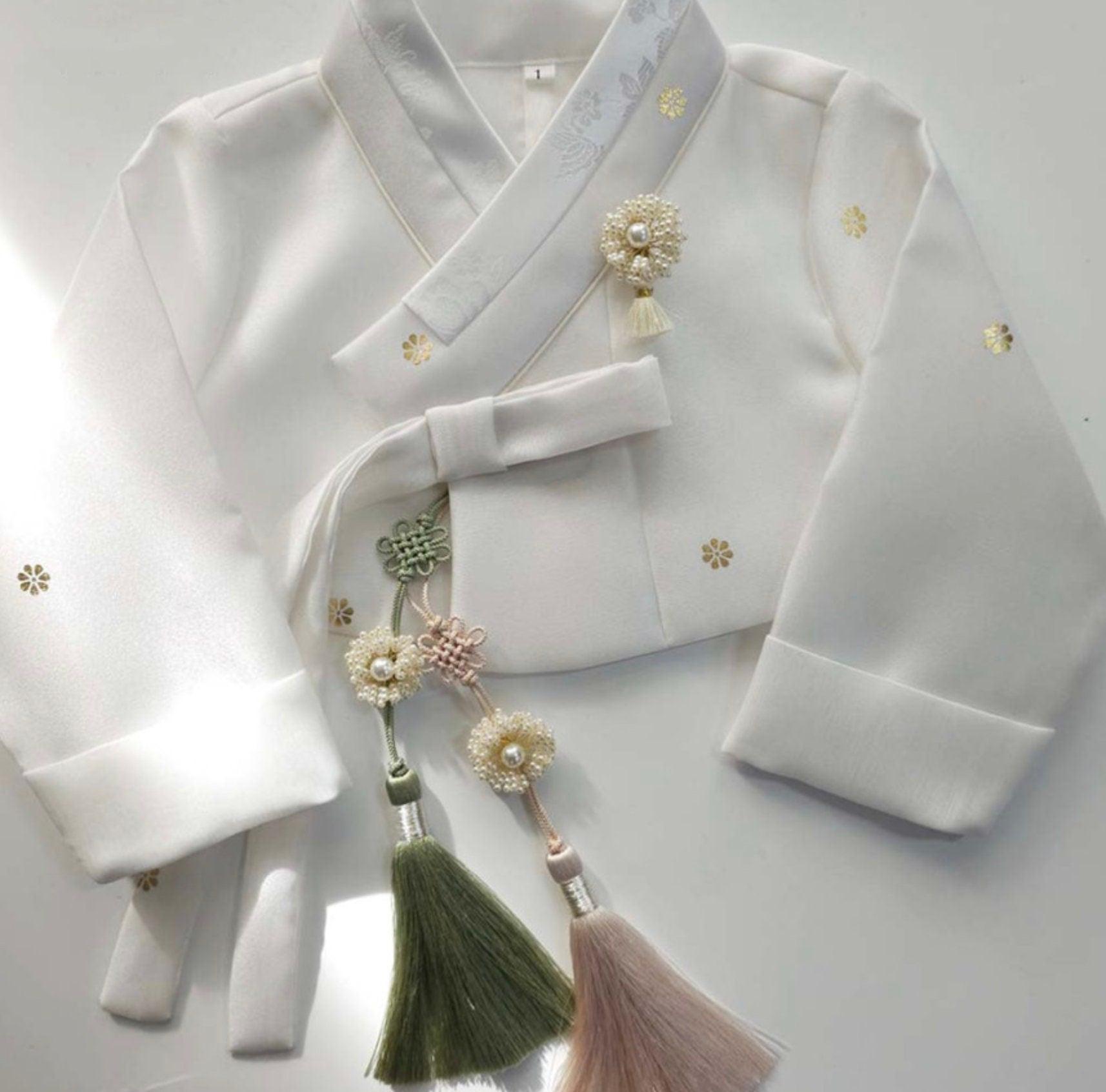 Pearls Floral Tassel Brooch - Native Korean