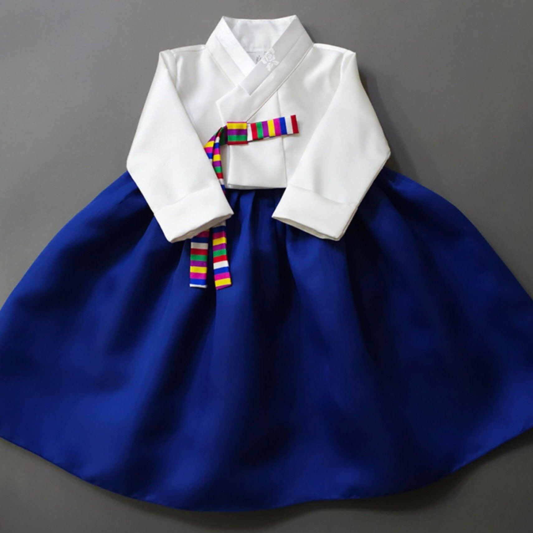 Saekdong Ribbon Blue Girl Hanbok (1-9YR) - Native Korean