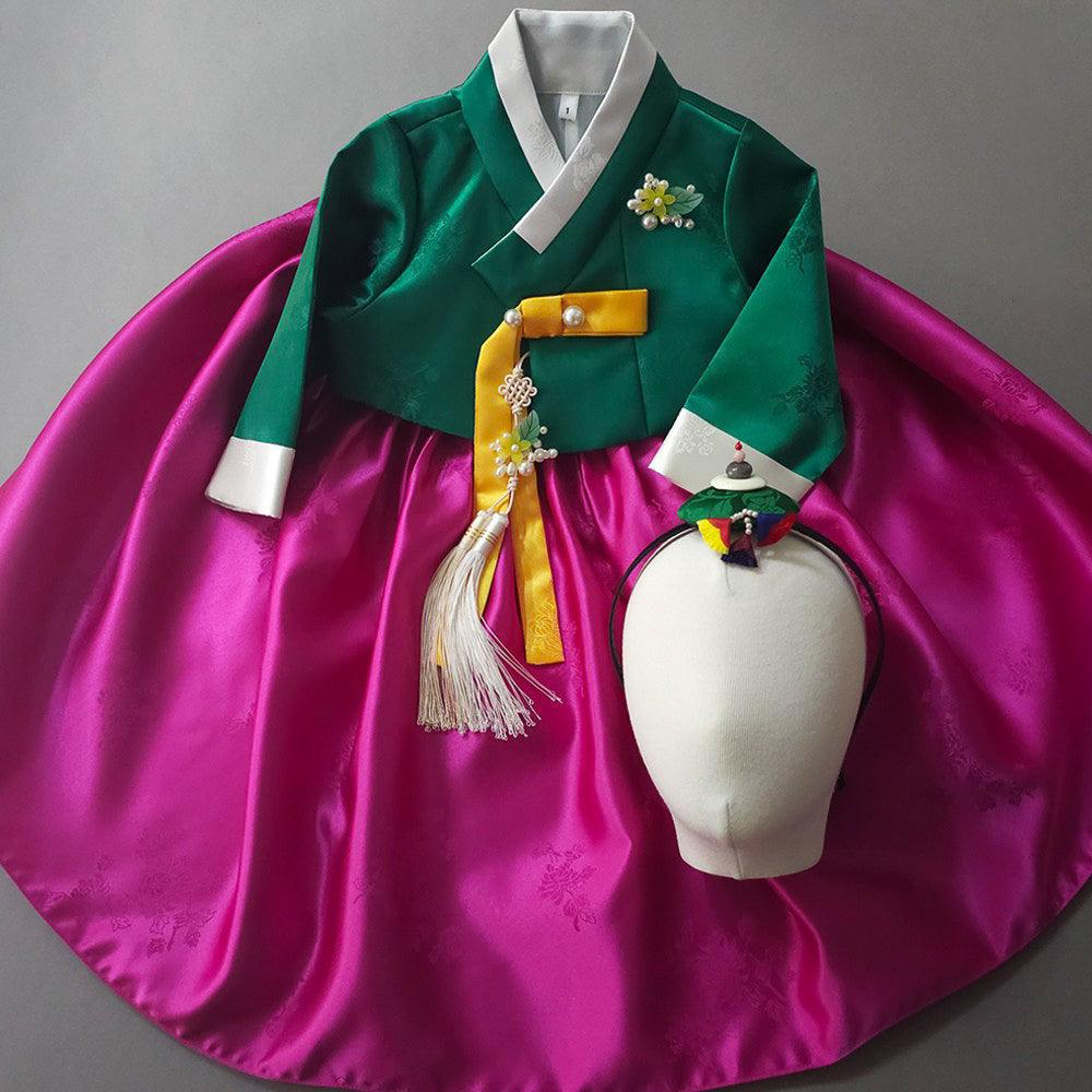 Seojung Green Magenta Girl Hanbok (1-9YR) - Native Korean