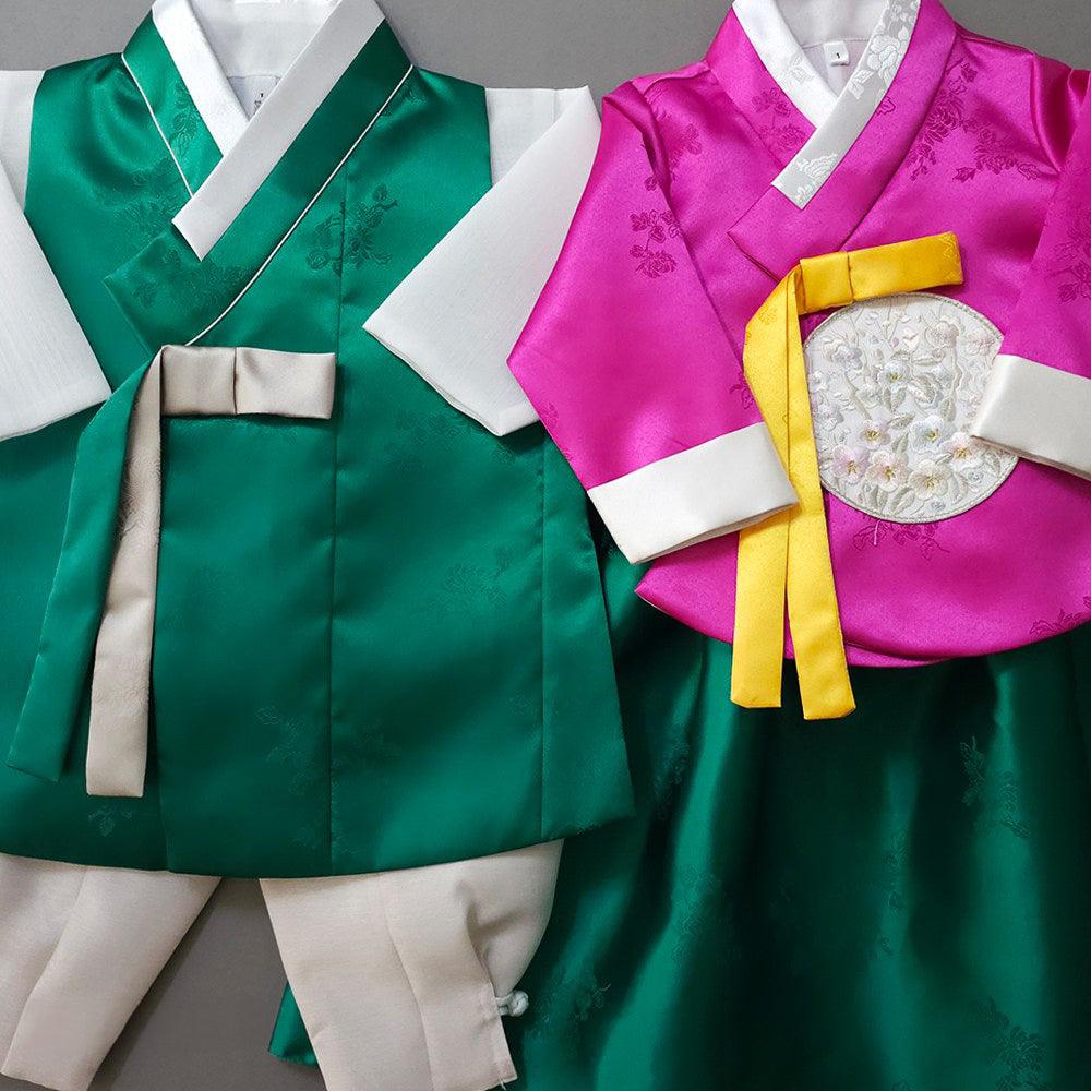 Seojung Green Magenta Girl Hanbok (1-9YR) - Native Korean