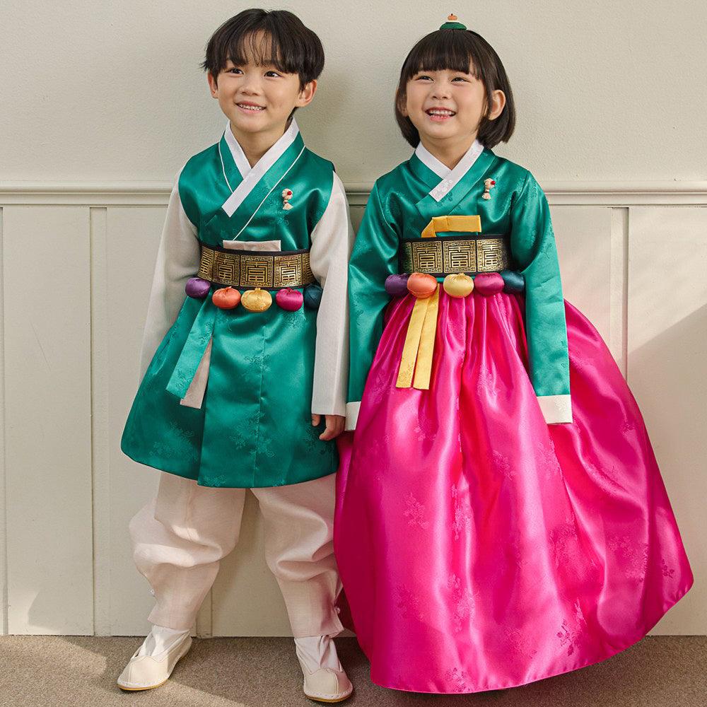 Seojung Green Magenta Girl Hanbok (1-9YR) - Native Korean