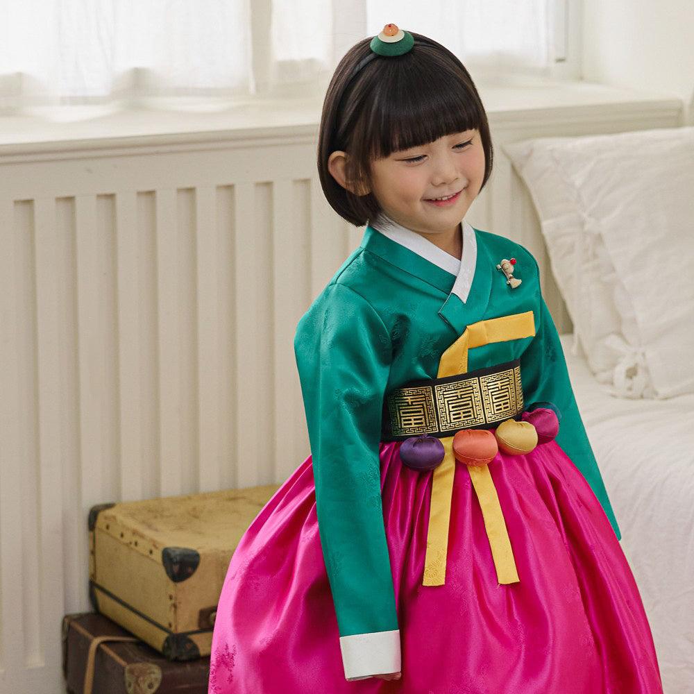 Seojung Green Magenta Girl Hanbok (1-9YR) - Native Korean