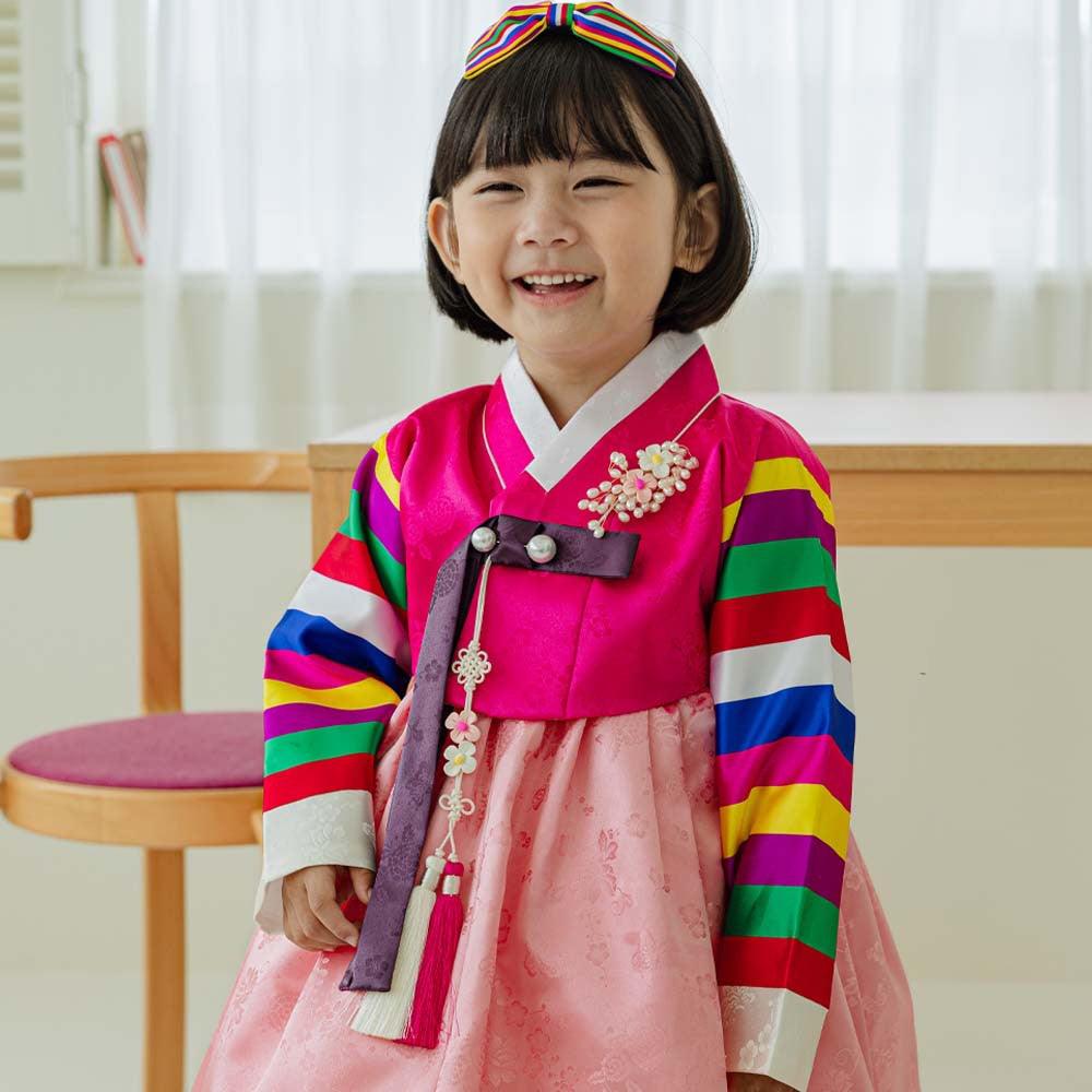 Seunju Magenta Jeogori Pink Skirt Girl Hanbok (100D-10YR) - Native Korean
