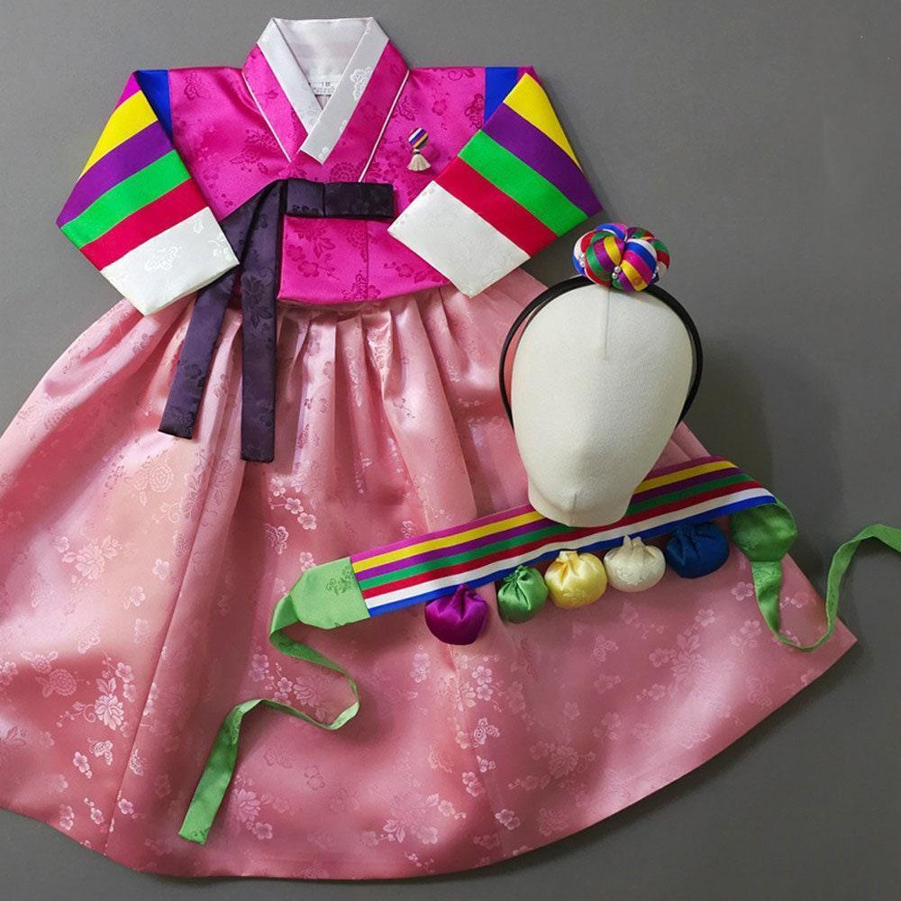 Seunju Magenta Jeogori Pink Skirt Girl Hanbok (100D-10YR) - Native Korean