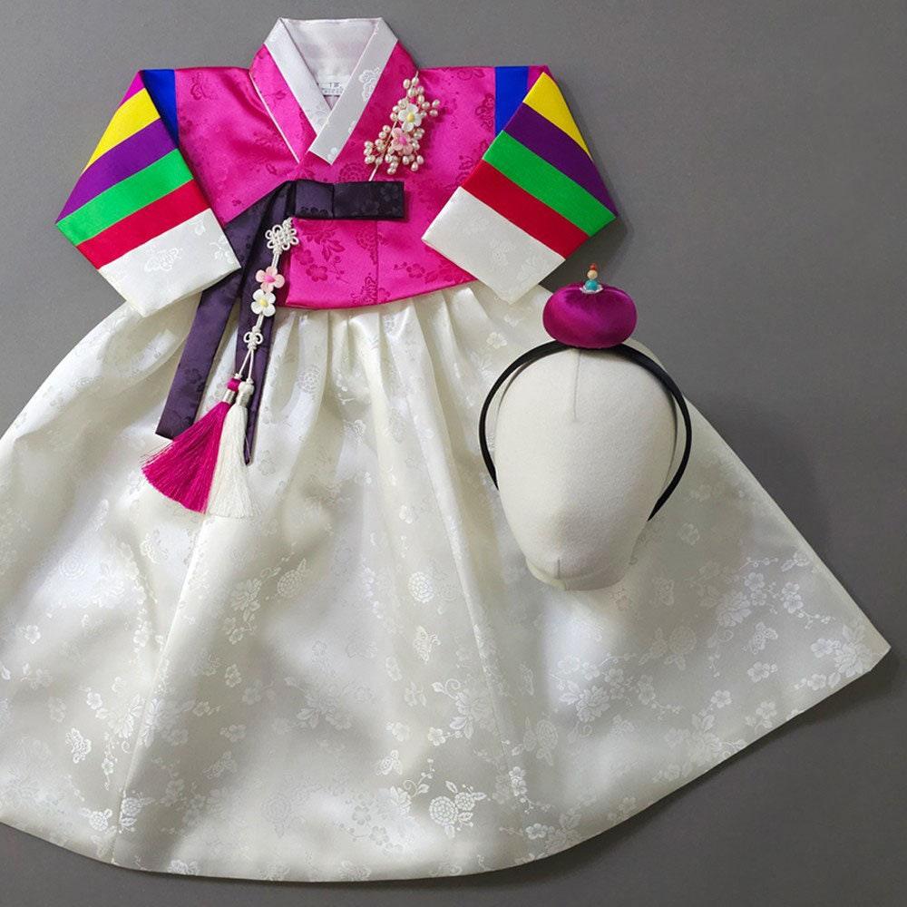 Seunju Magenta Saekdong Jeogori-9 Colors Skirt Girl Hanbok (100D-10YR) - Native Korean