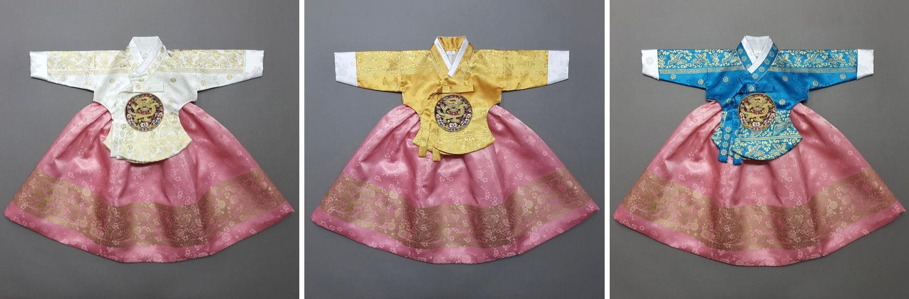 Shiny Pink Skirt Girl Hanbok (100D-1YR) - Native Korean