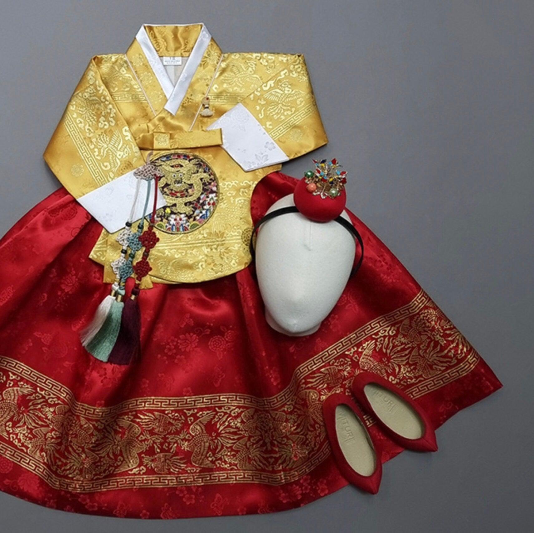 Shiny Red Skirt Girl Hanbok (100D-1YR) - Native Korean