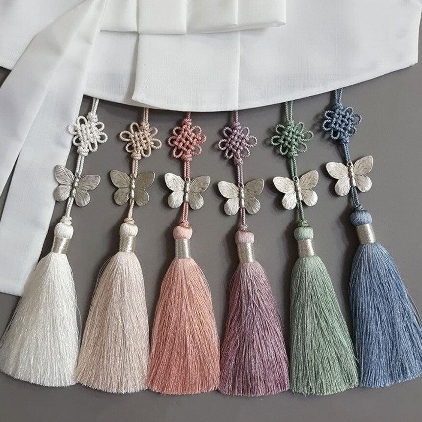 Silver Butterfly Tassel Norigae - Native Korean