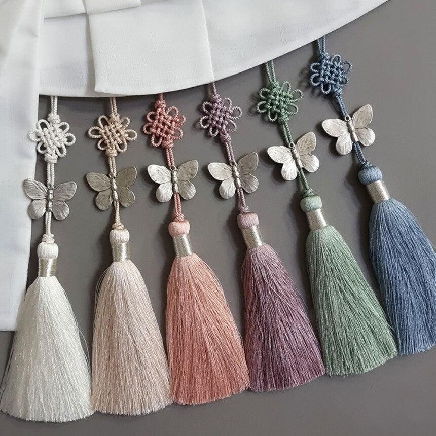 Silver Butterfly Tassel Norigae - Native Korean