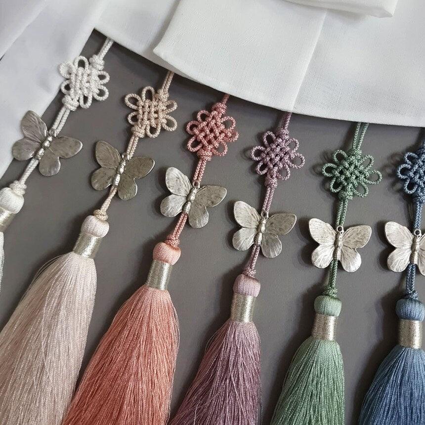 Silver Butterfly Tassel Norigae - Native Korean