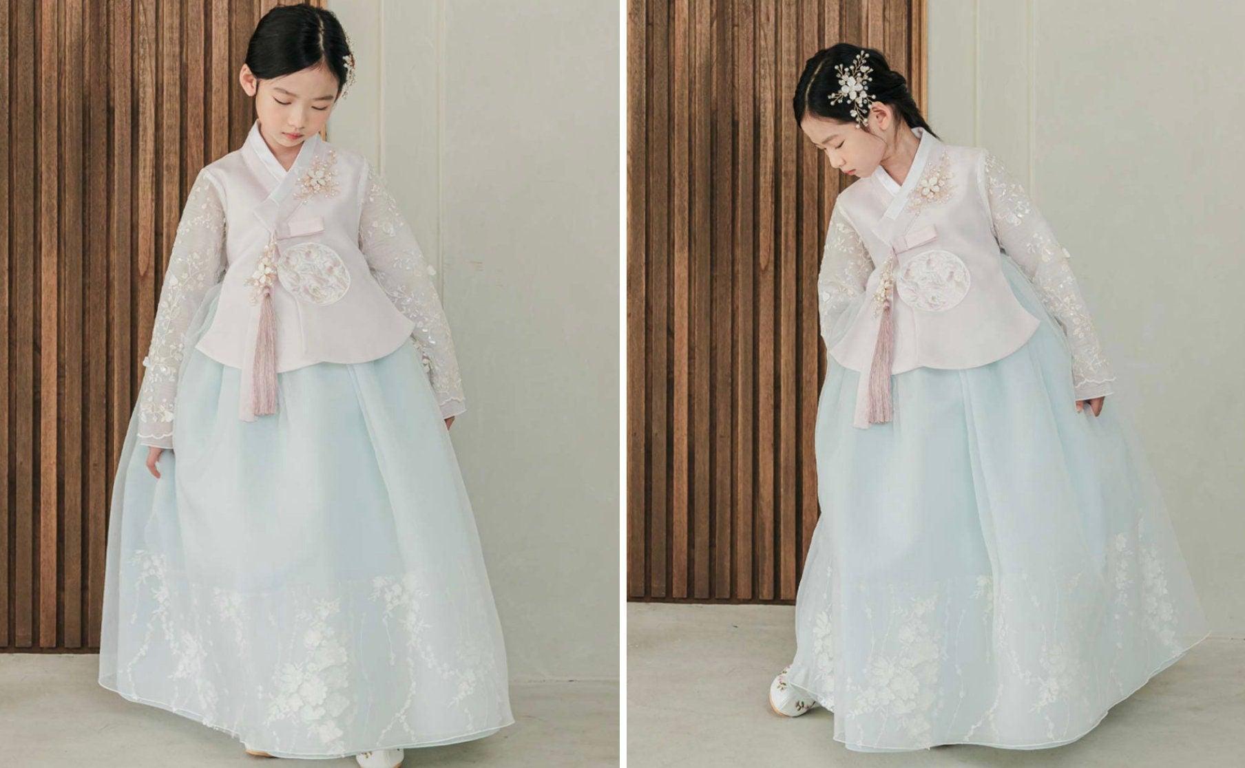 Soha 3D Floral Dress Girl Hanbok (1-12YR) - Native Korean