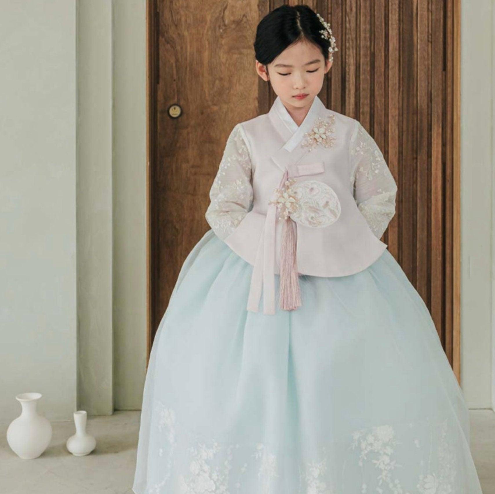 Soha 3D Floral Dress Girl Hanbok (1-12YR) - Native Korean