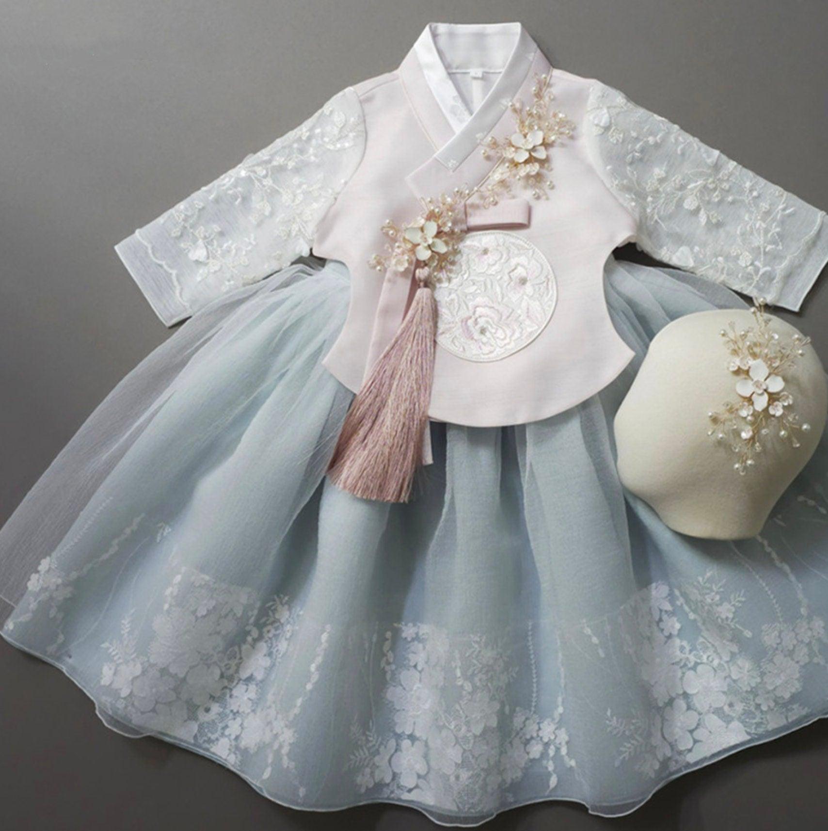 Soha 3D Floral Dress Girl Hanbok (1-12YR) - Native Korean