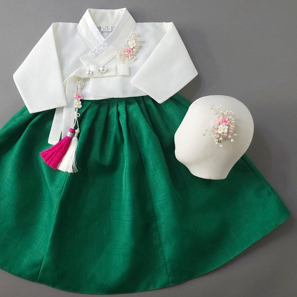 Solid Green Girl Hanbok (100D-15YR) - Native Korean