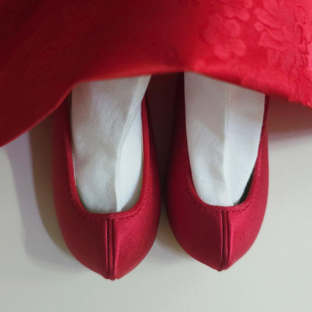 Solid Red Girl Hanbok Shoes - Native Korean