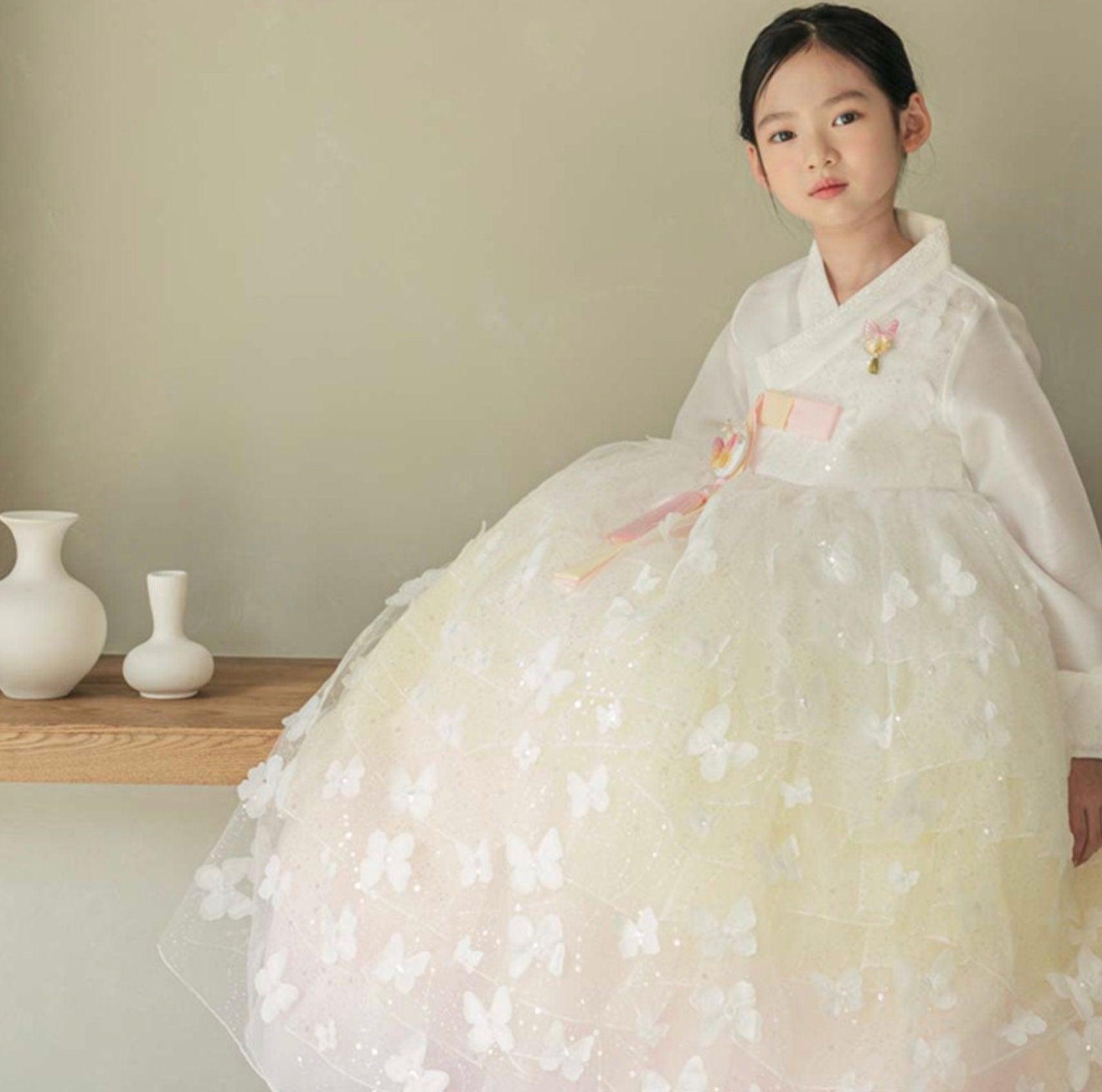 Somi Pink Tulle Dress Modern Hanbok (1-12YR) - Native Korean