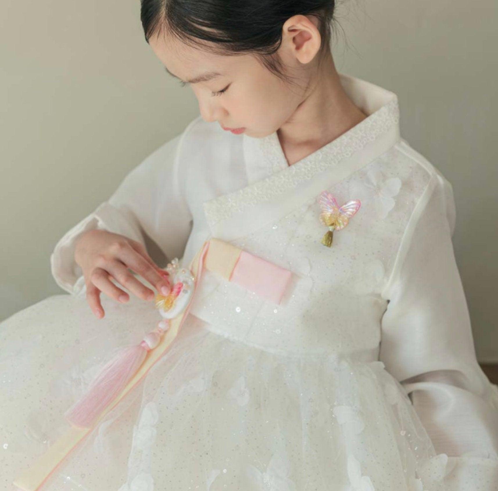 Somi Pink Tulle Dress Modern Hanbok (1-12YR) - Native Korean