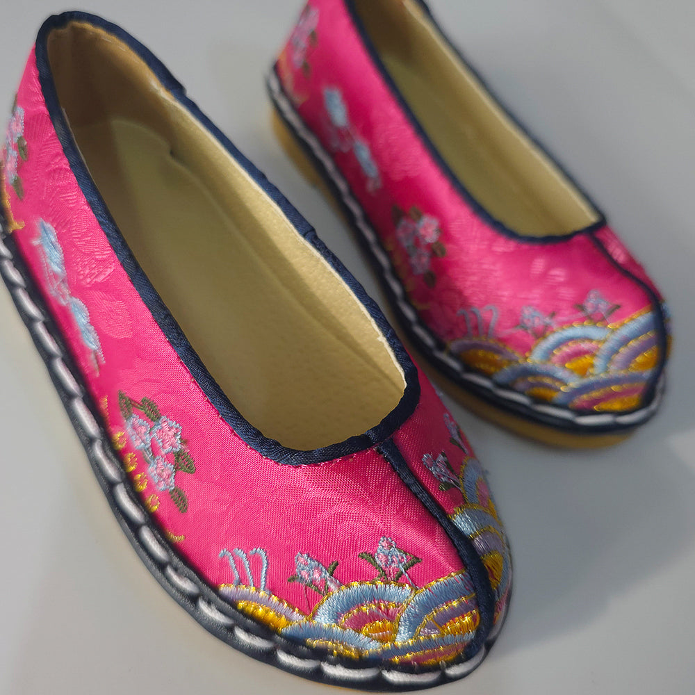Magenta Floral Girl Hanbok Shoes (130~220mm)