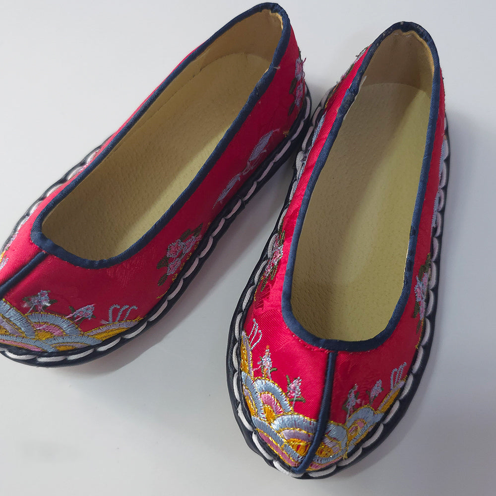 Red Floral Girl Hanbok Shoes (130~220mm)