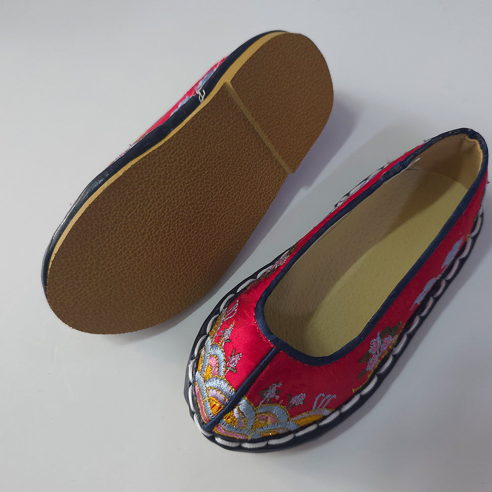 Red Floral Girl Hanbok Shoes (130~220mm)