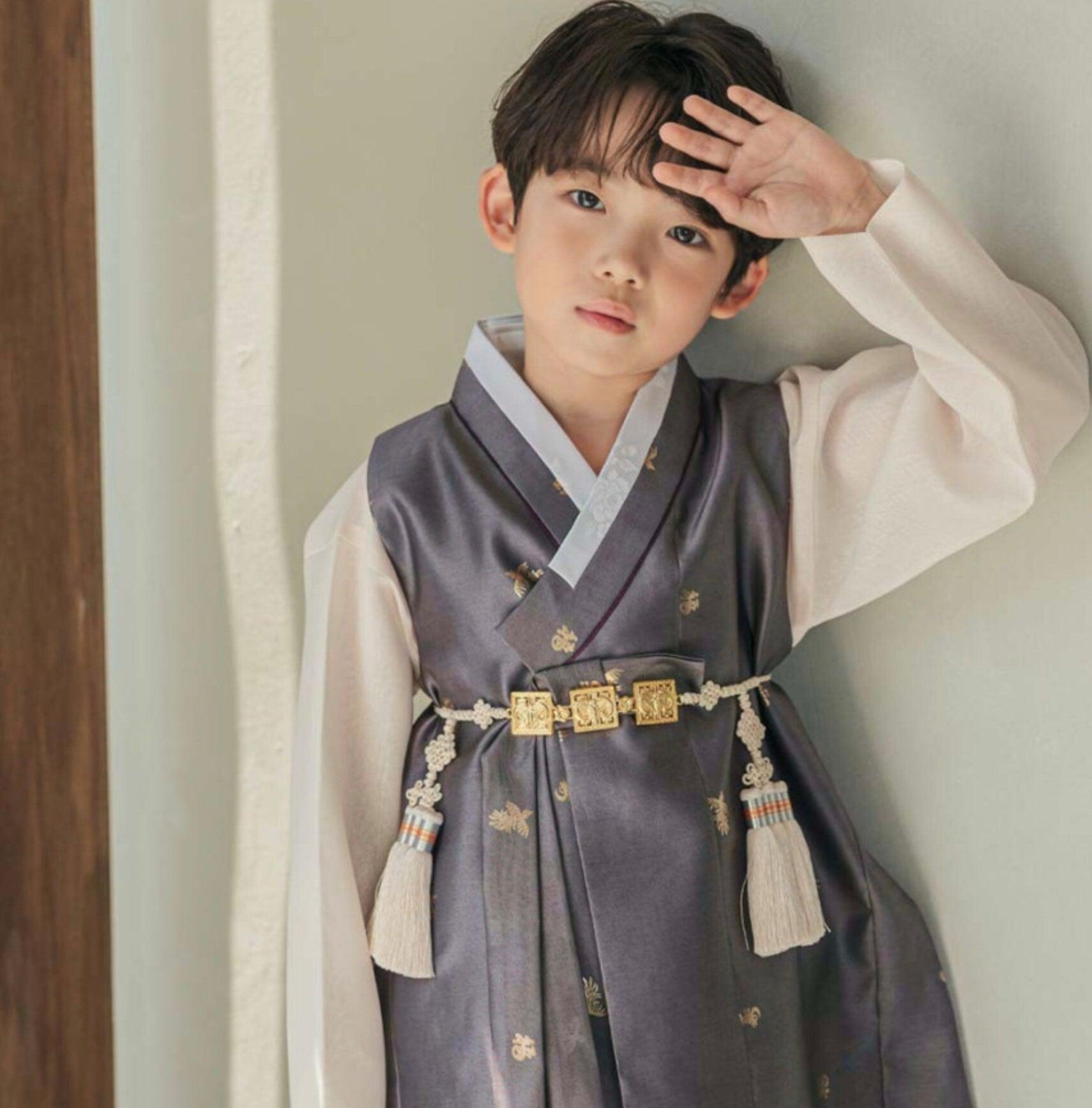 Suho Gold Brown Boy Hanbok (100D-12YR) - Native Korean