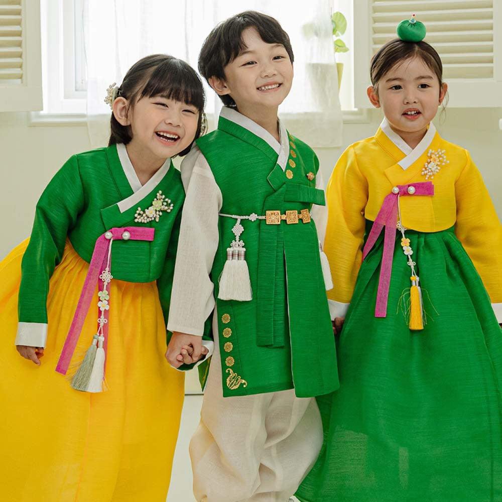 Taeri Green Yellow Girl Hanbok (1-8YR) - Native Korean