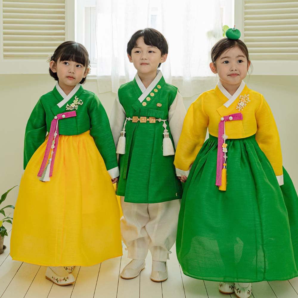 Taeri Green Yellow Girl Hanbok (1-8YR) - Native Korean