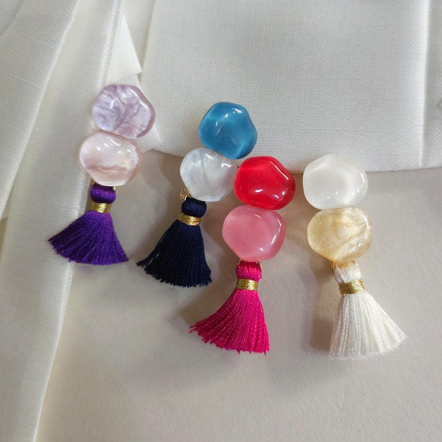 Vivid Duo Stone Brooch - Native Korean