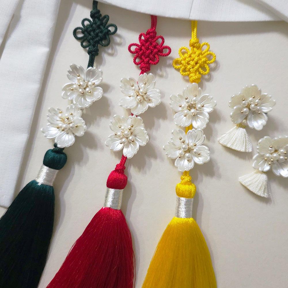 Vivid Luxe Pearl Floral Tassel Norigae - Native Korean