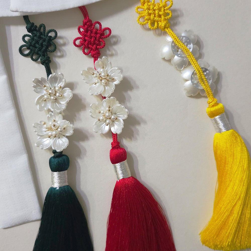 Vivid Luxe Pearl Floral Tassel Norigae - Native Korean