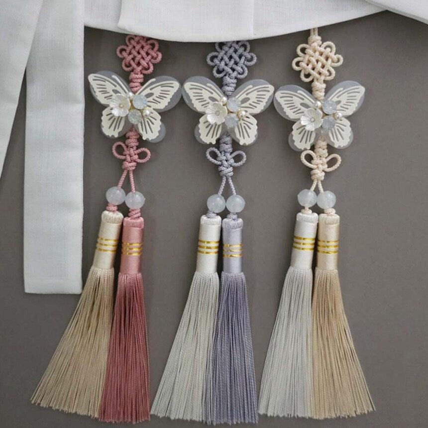White Butterfly Tassel Norigae - Native Korean