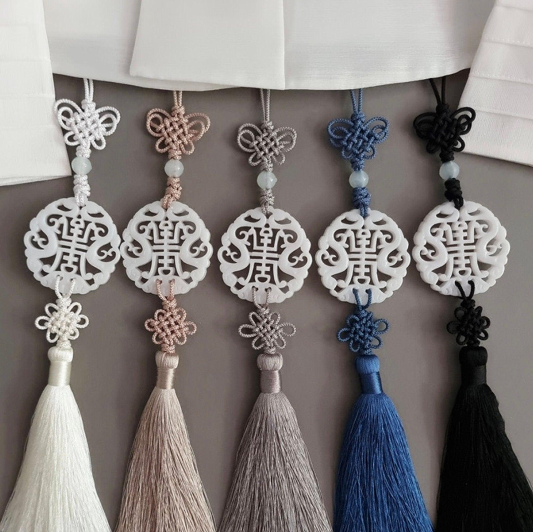 White Jade Tassel Norigae - Native Korean