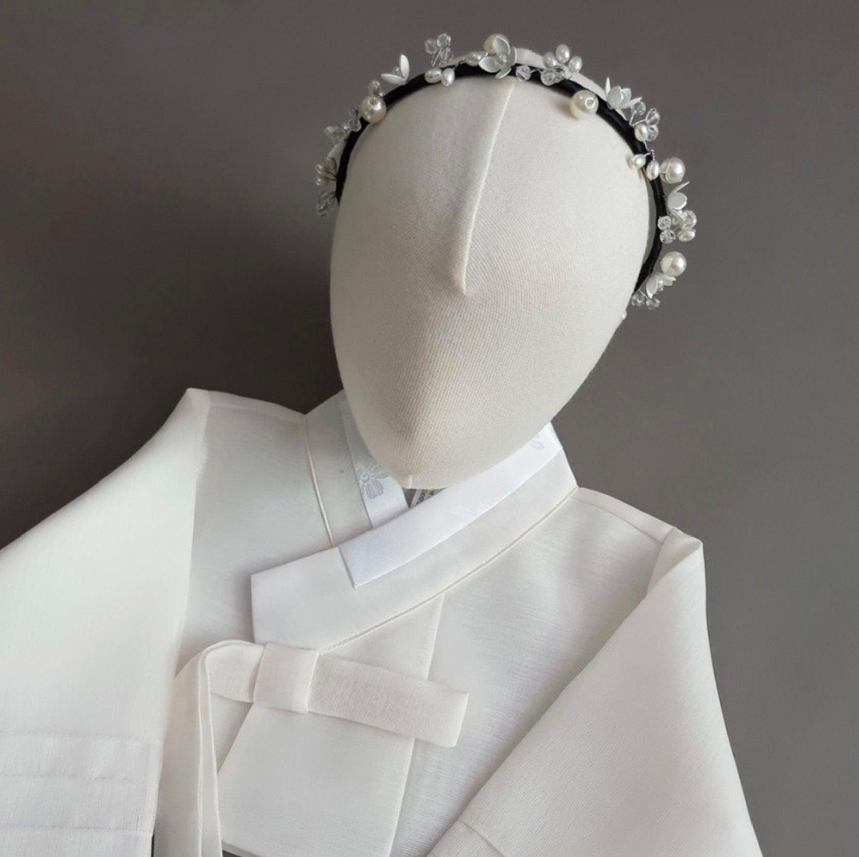 White Pearl Floral Headband - Native Korean