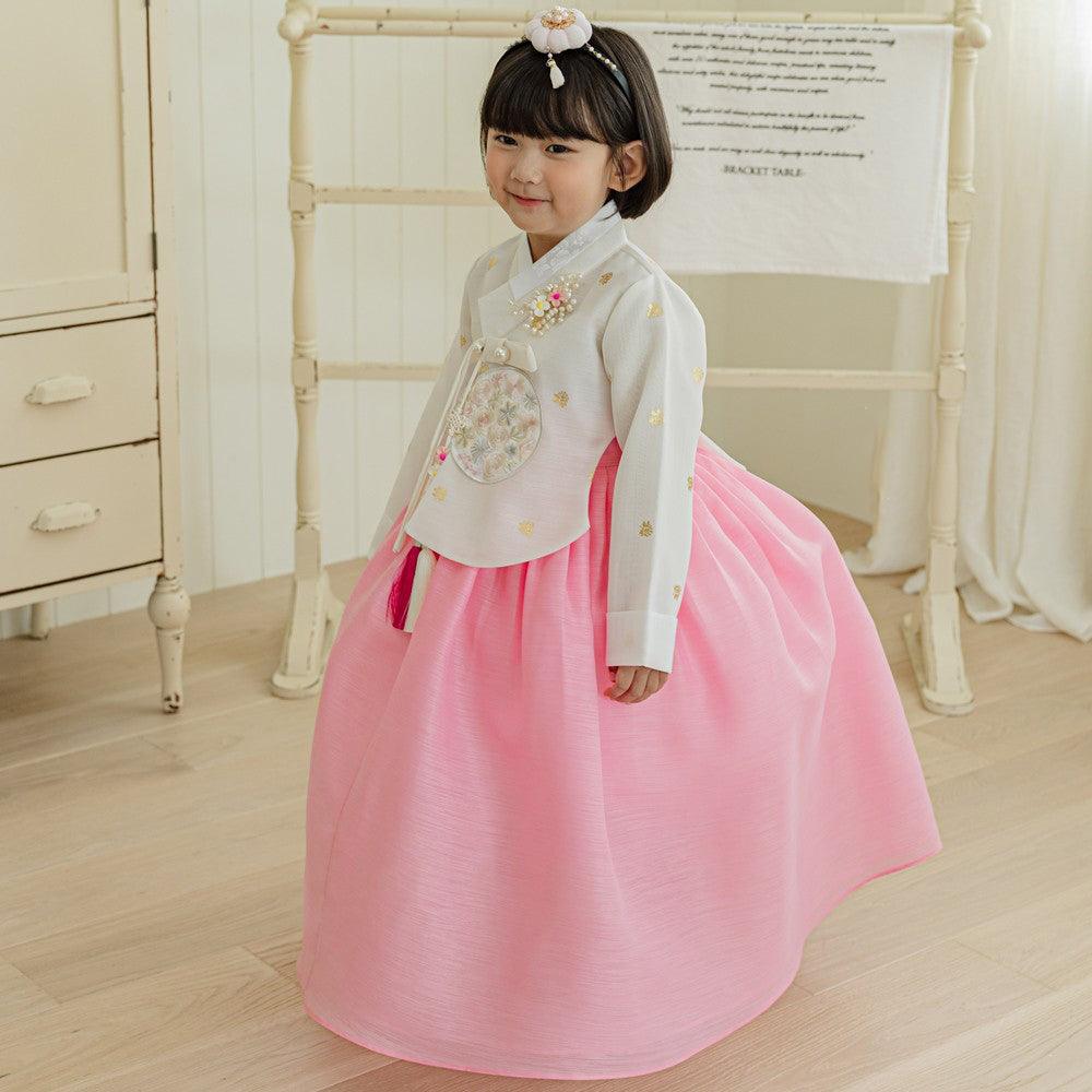 Yebon Gold Foil Pink Girl Hanbok (1-9YR) - Native Korean