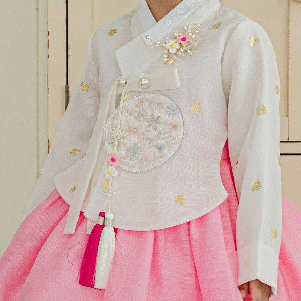 Yebon Gold Foil Pink Girl Hanbok (1-9YR) - Native Korean