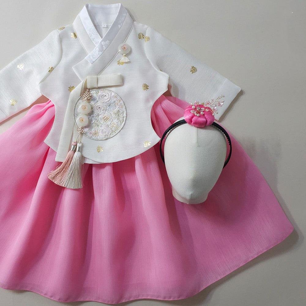 Yebon Gold Foil Pink Girl Hanbok (1-9YR) - Native Korean