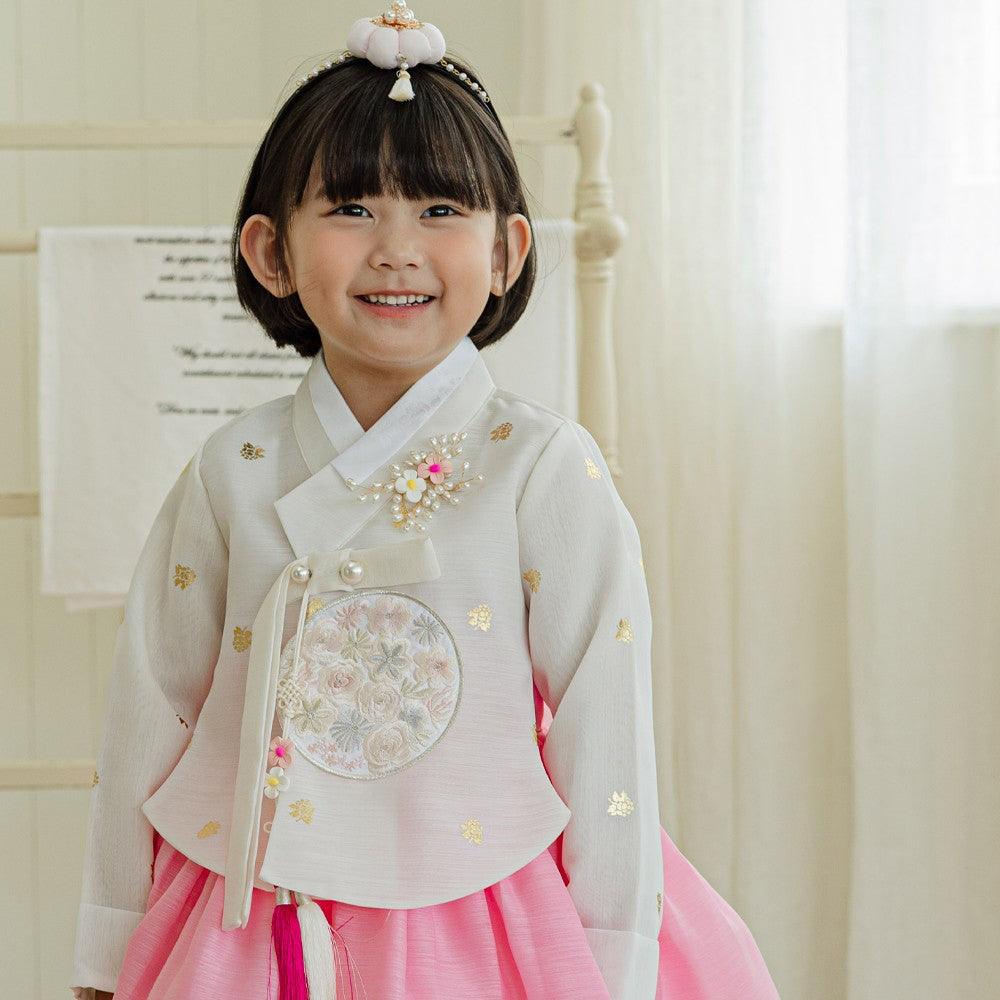 Yebon Gold Foil Pink Girl Hanbok (1-9YR) - Native Korean