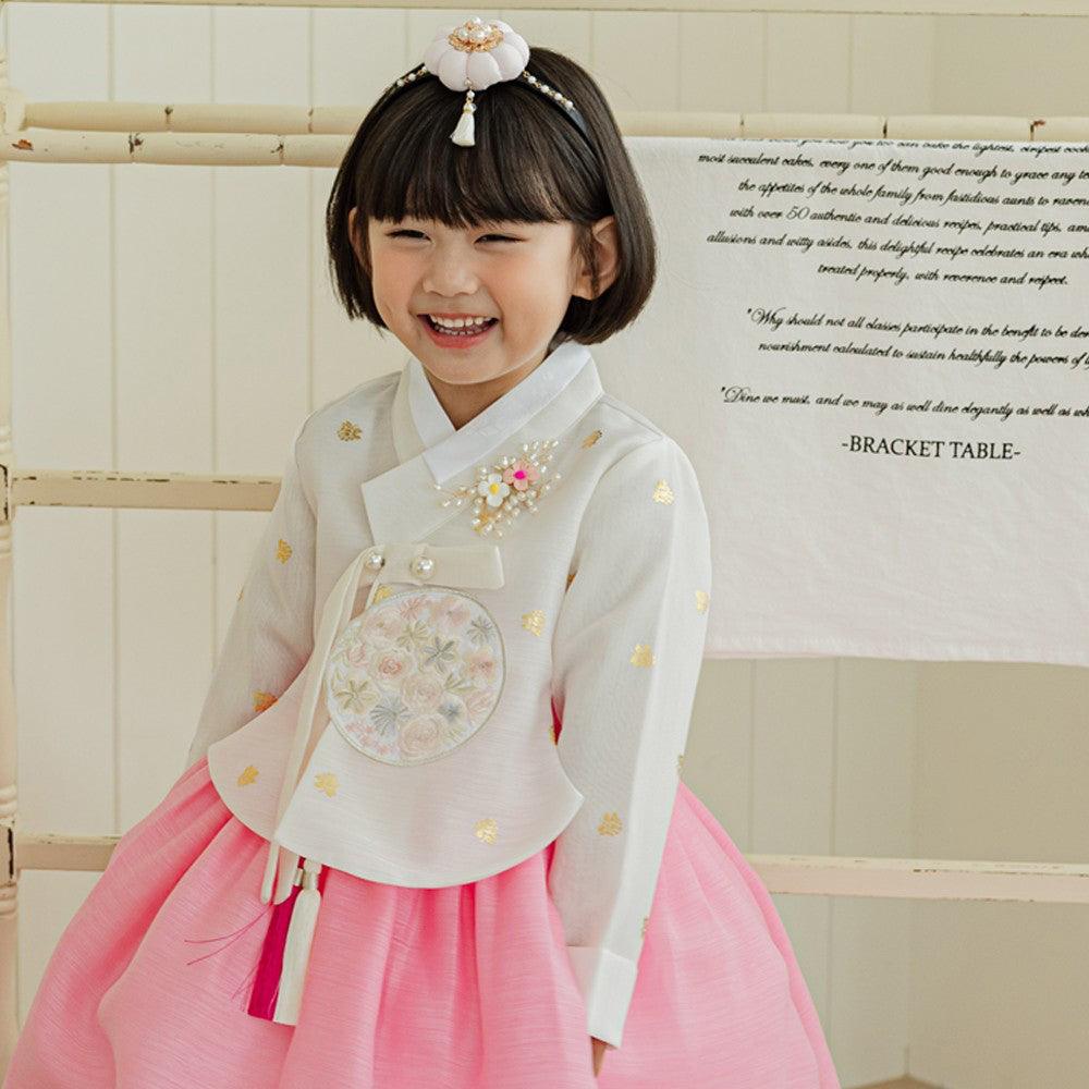 Yebon Gold Foil Pink Girl Hanbok (1-9YR) - Native Korean