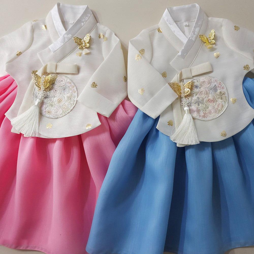 Yebon Gold Foil Pink Girl Hanbok (1-9YR) - Native Korean