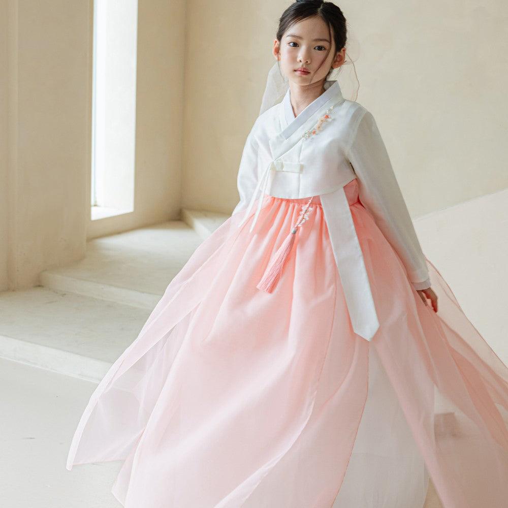 Youl Flared Coral Girl Hanbok (100D-15YR) - Native Korean