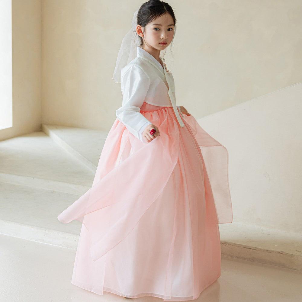 Youl Flared Coral Girl Hanbok (100D-15YR) - Native Korean