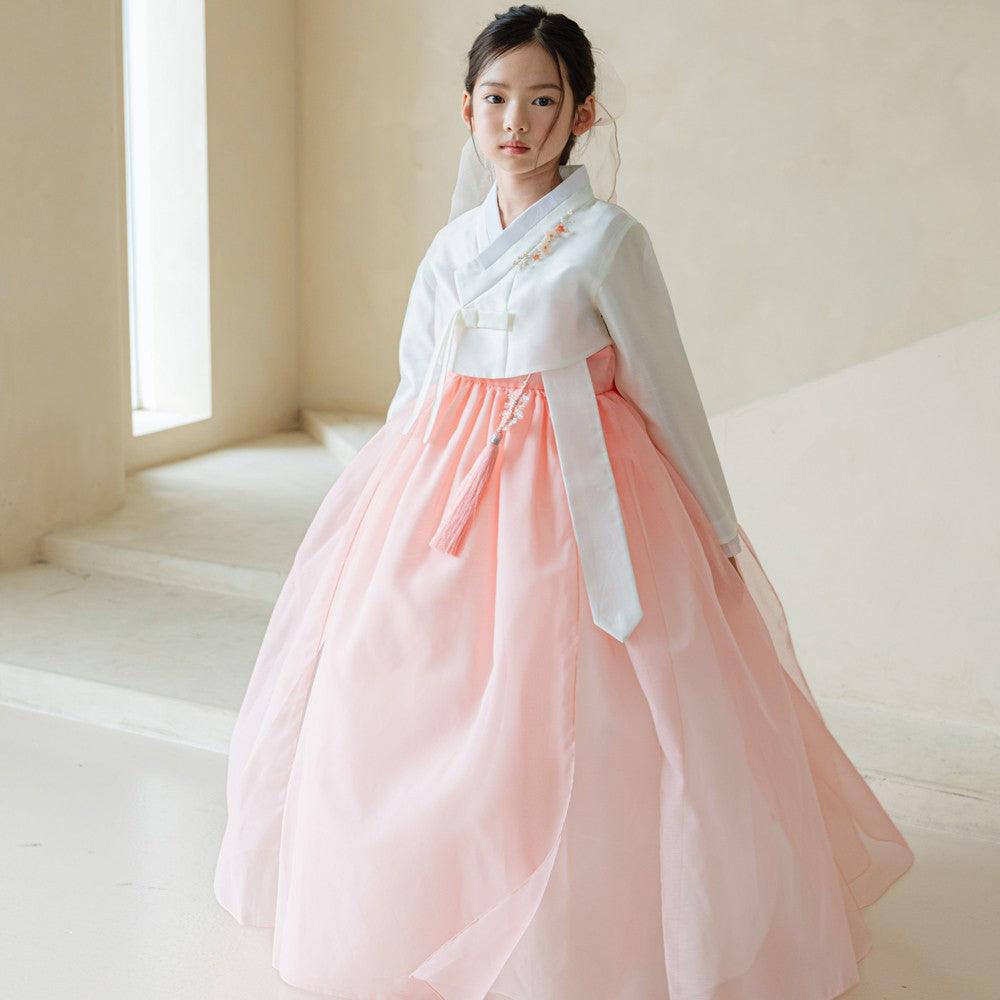 Youl Flared Coral Girl Hanbok (100D-15YR) - Native Korean