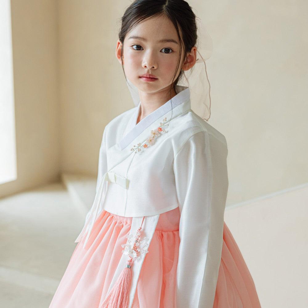 Youl Flared Coral Girl Hanbok (100D-15YR) - Native Korean